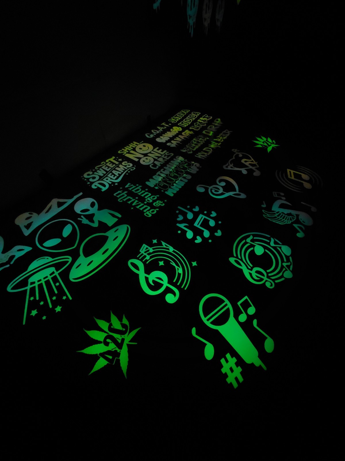 Glow In The Dark Smiley Face Drip Vinyl Decal Medium Size Sticker Bright Opal