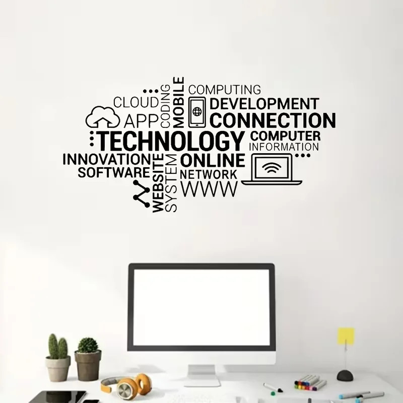 Wall Decals with Technology-Themed Words for an Innovative Office Atmosphere