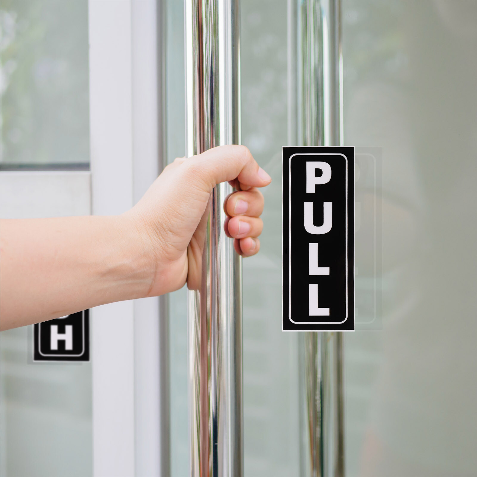1Set Push Pull Door Sign 2″x5″ Adhesive Vertical Pull Push Sticker Golden