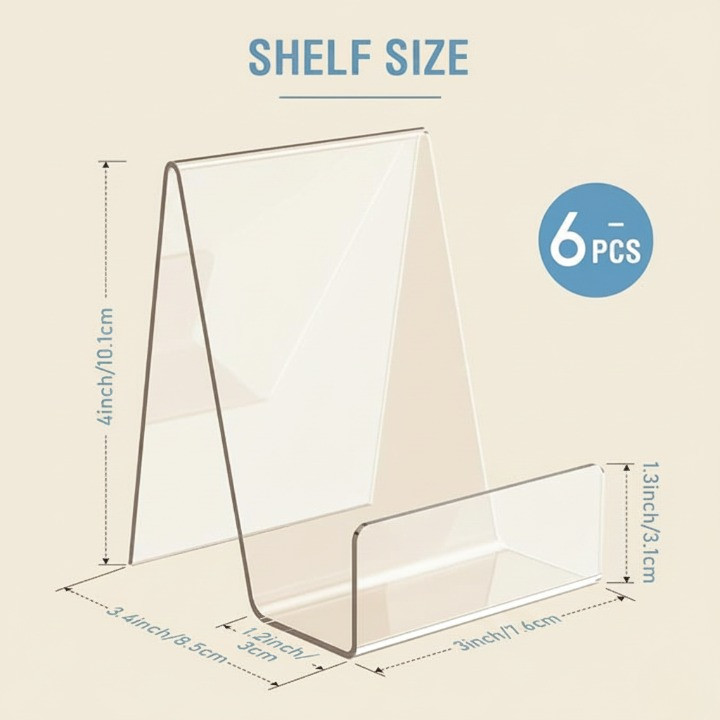 6 Pack Clear Acrylic Book Display Stand Easel Holder for Books Plates CDs