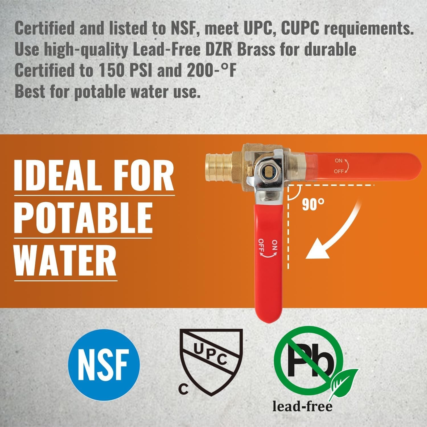 6-Pack Pex Ball Valve 3/4 Inch, Water Shut Off Valve, Brass Inch