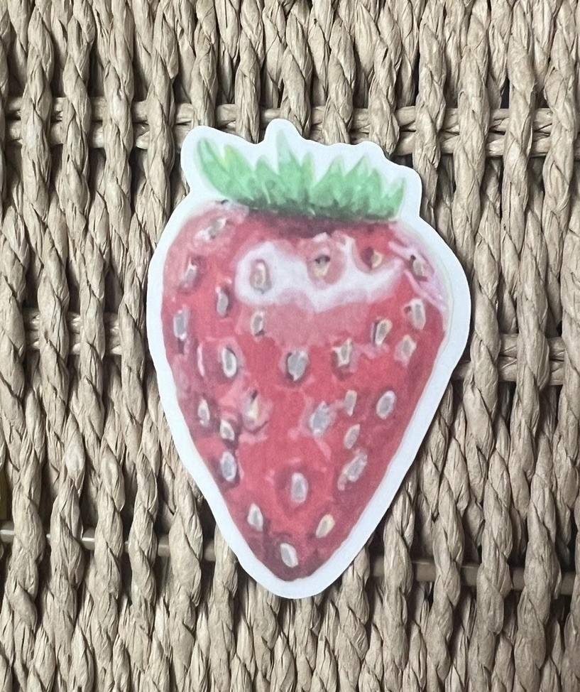 Strawberry Vinyl Sticker 3” Waterproof, Cute for Laptop, Water Bottle
