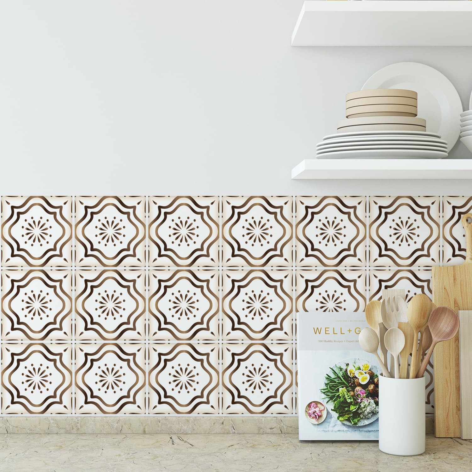 30 Count Moroccan Tile Decals 4 in – Self Adhesive Vinyl Wall Stickers, Water…