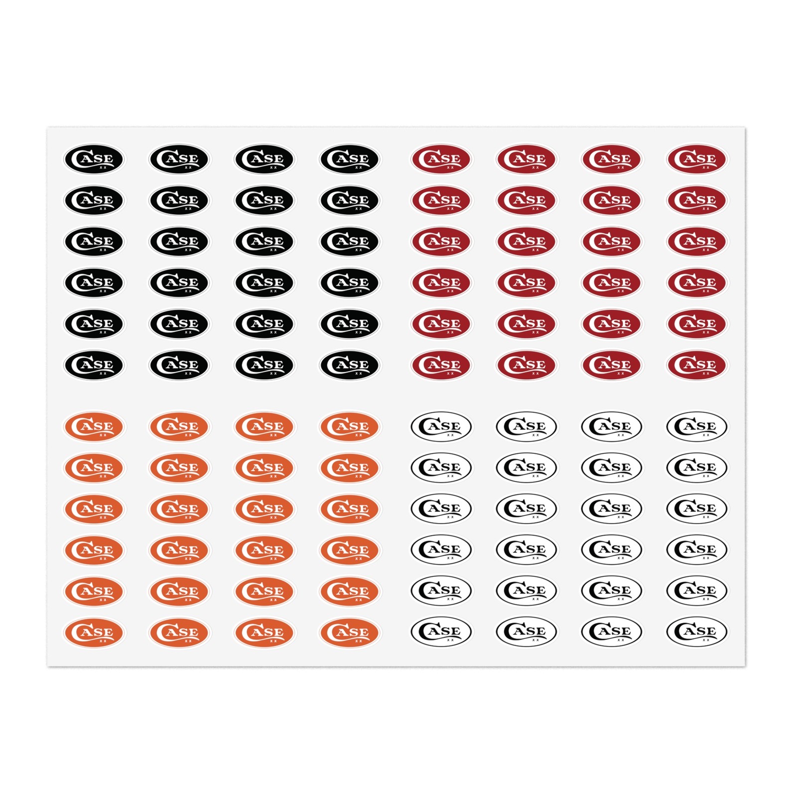 Case XX Knife Logo 90+ Count Approximately 1″ Decals (Black, White, Red, Orange)