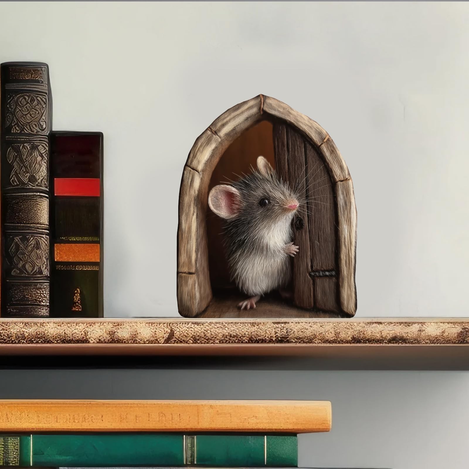9 Pcs 3D Mouse Hole Wall Sticker, Cute Wooden Door Mouse Wall Decal Removable…