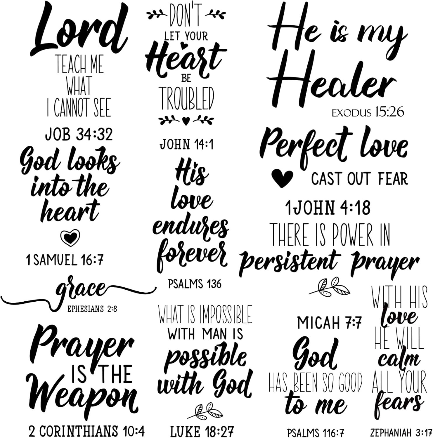 12 Pcs Bible Verse Wall Decals Stickers Scripture Art Decor