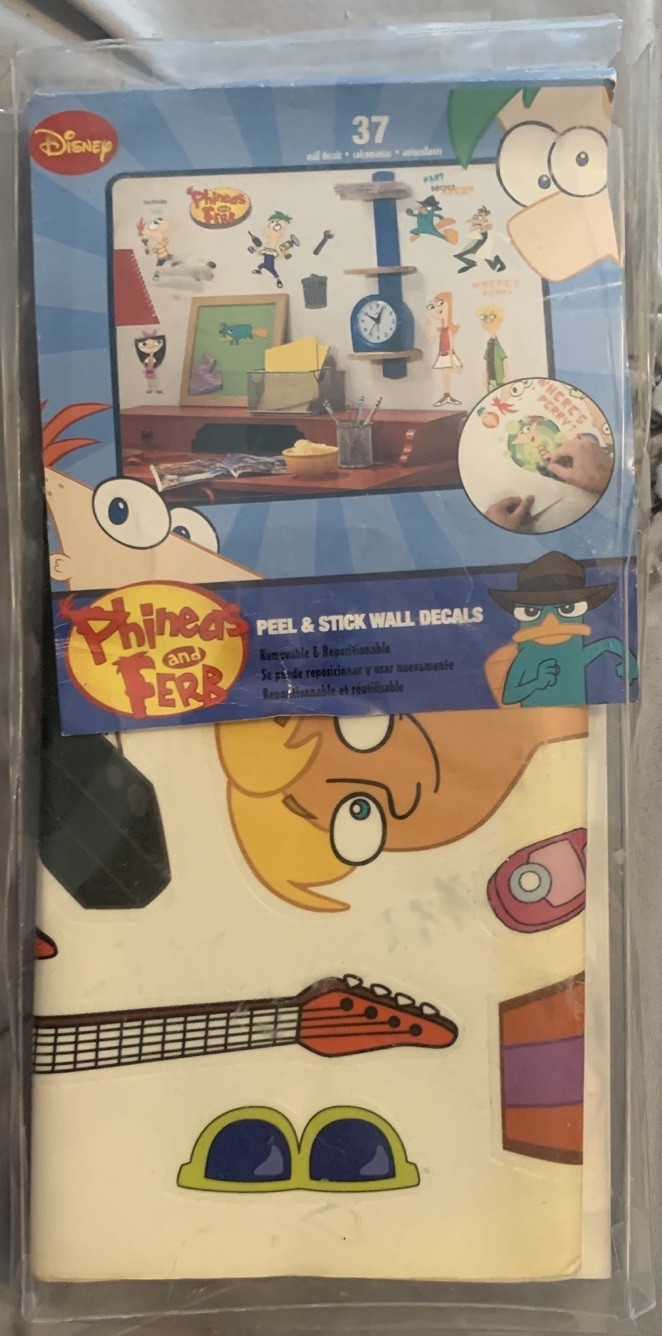OOP Disney XD Phineas and Ferb PEEL & STICK WALL DECALS