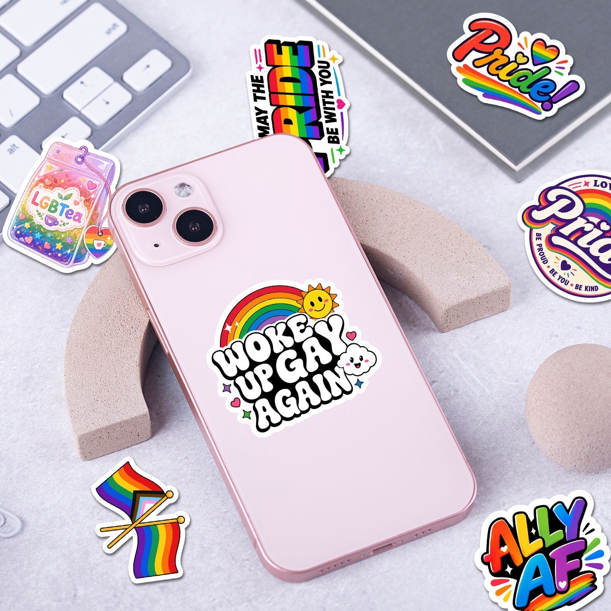 12pcs LGBT Stickers Pride Stickers Sheet Mixed LGBTQ Vinyl Decal Gay Rainbow Les