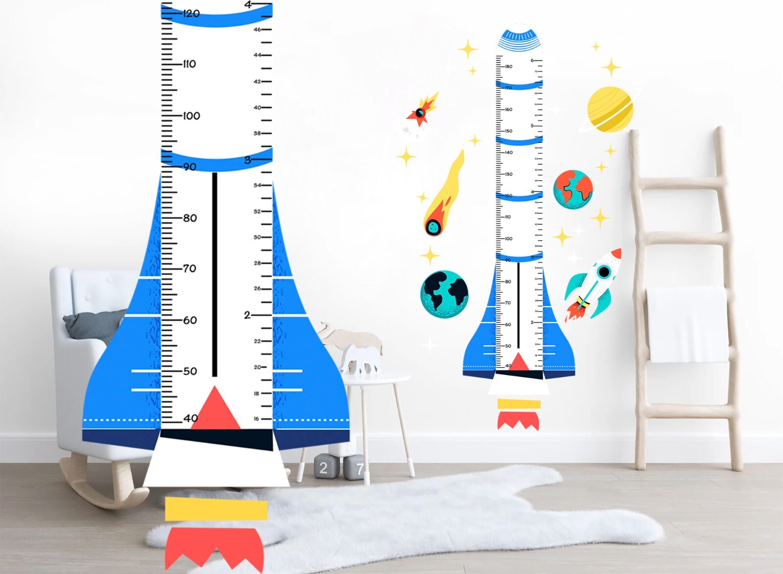 Growth Chart Solar System Space Earth Sun Nursery Height Stickers Wall Decal