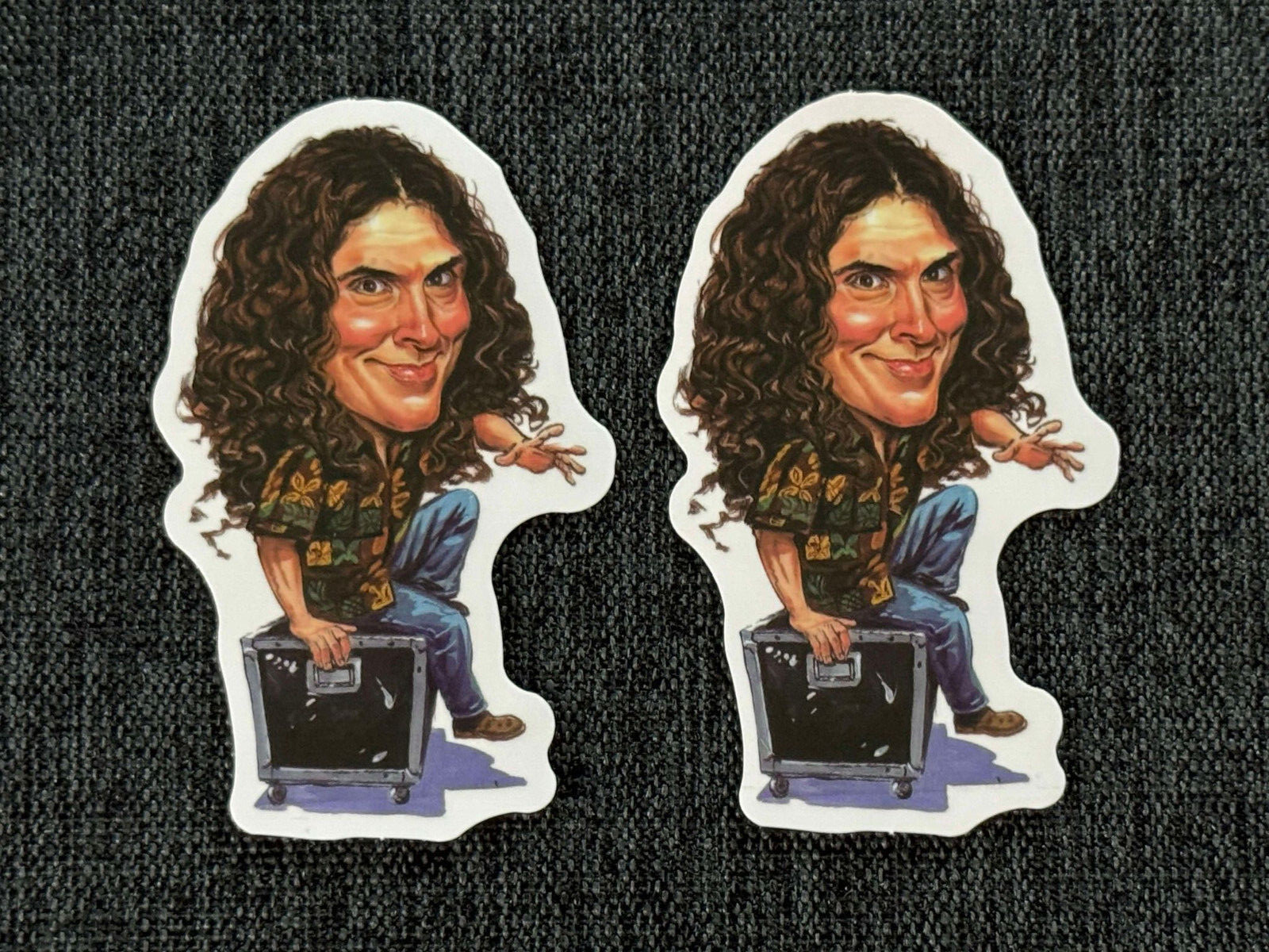 Lot (2) WEIRD AL YANKOVIC 1 1/4″ x 2 1/4″ Caricature STICKERS Free SHIP! Eat It