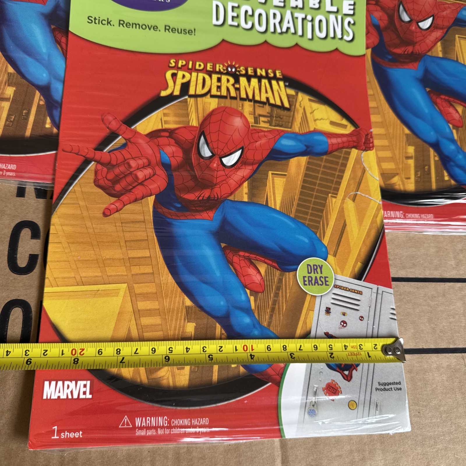 Lot Of 3 HALLMARK Spider-Man Removable Wall Stickers STICK REMOVE REUSE Decor