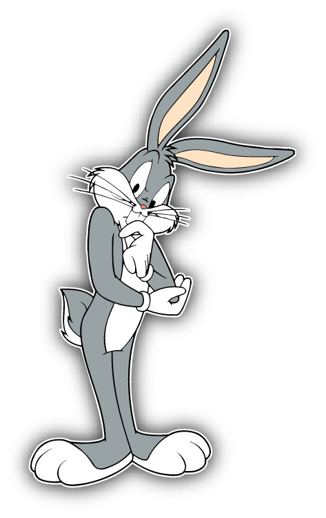 Bugs Bunny Thinking Cartoon Car Bumper Sticker Decal 3» x 5»
