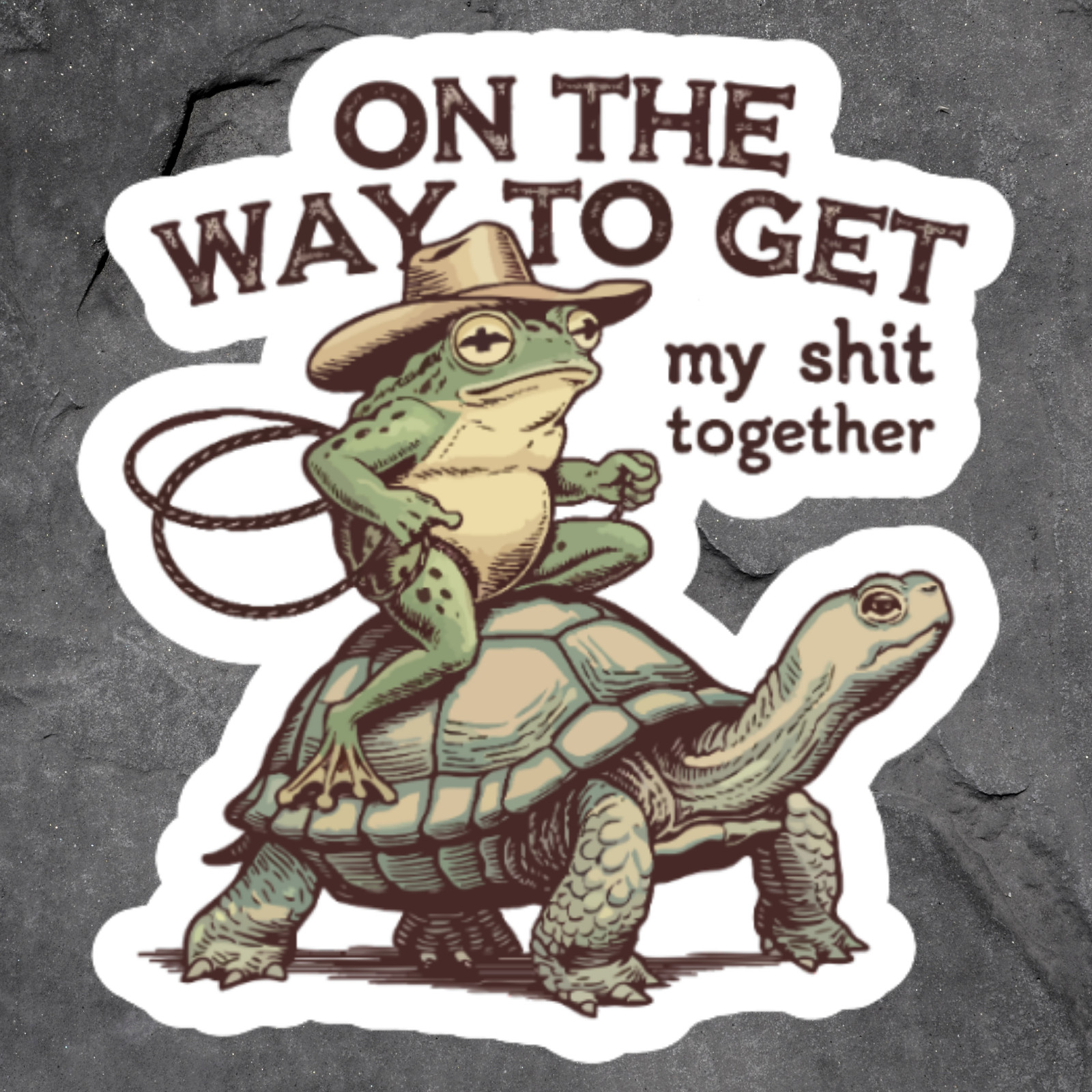 Frog Turtle Sticker Vinyl Decal On The Way To Get My Life Together Funny Meme