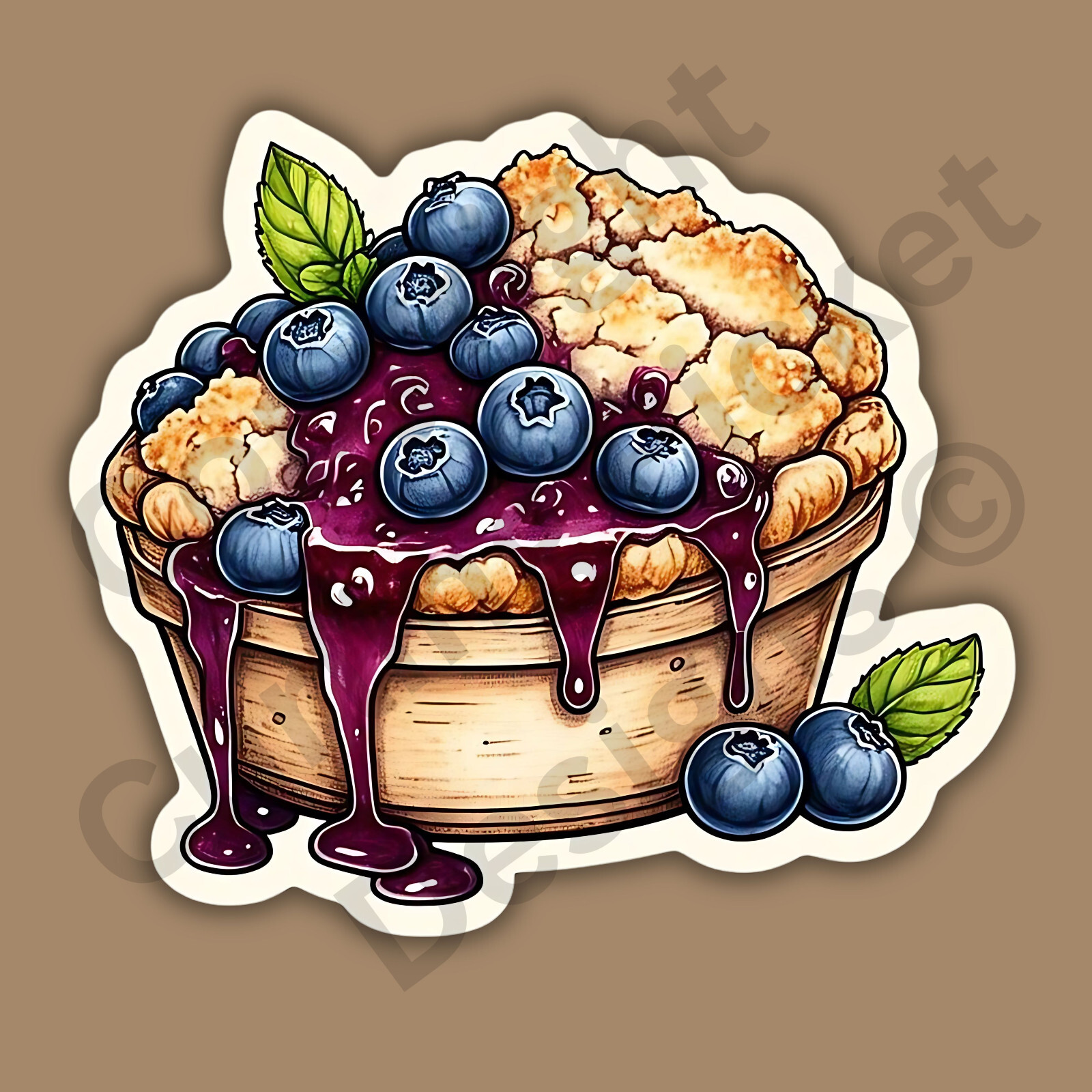 Blueberry Cobbler Dessert Food Delicious 3″ Vinyl Sticker