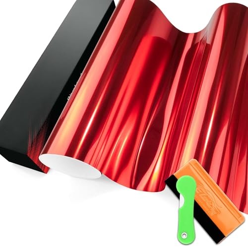 PET Chrome Red Vinyl Wrap Auto Car Sticker Decal Film Sheet Bubble 1FT x 5FT