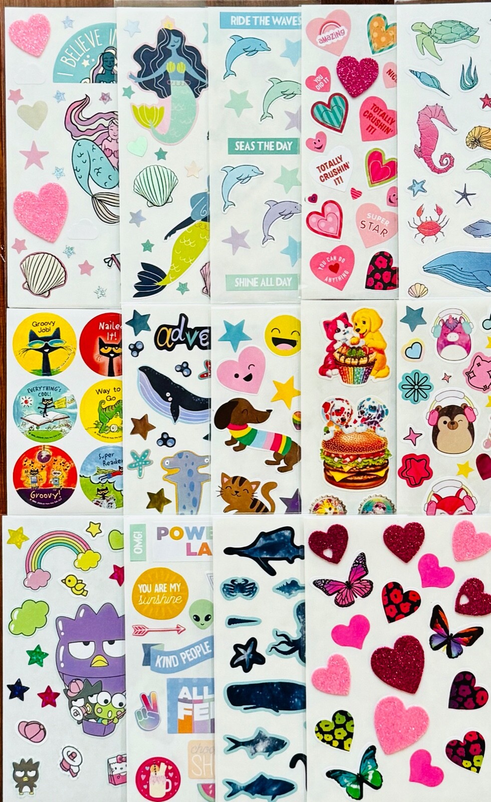 15 Sticker Sheets, Fun Funky Motivational Quotes all Ages, School Rewards Party