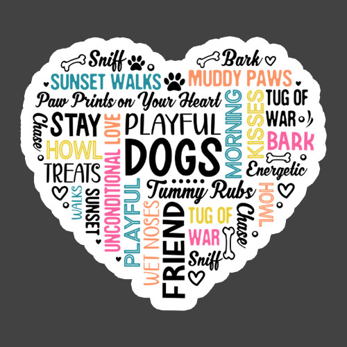 Dog Lover Sticker Vinyl Decal Heart Typography Pet Parent Gift Funny Dogs