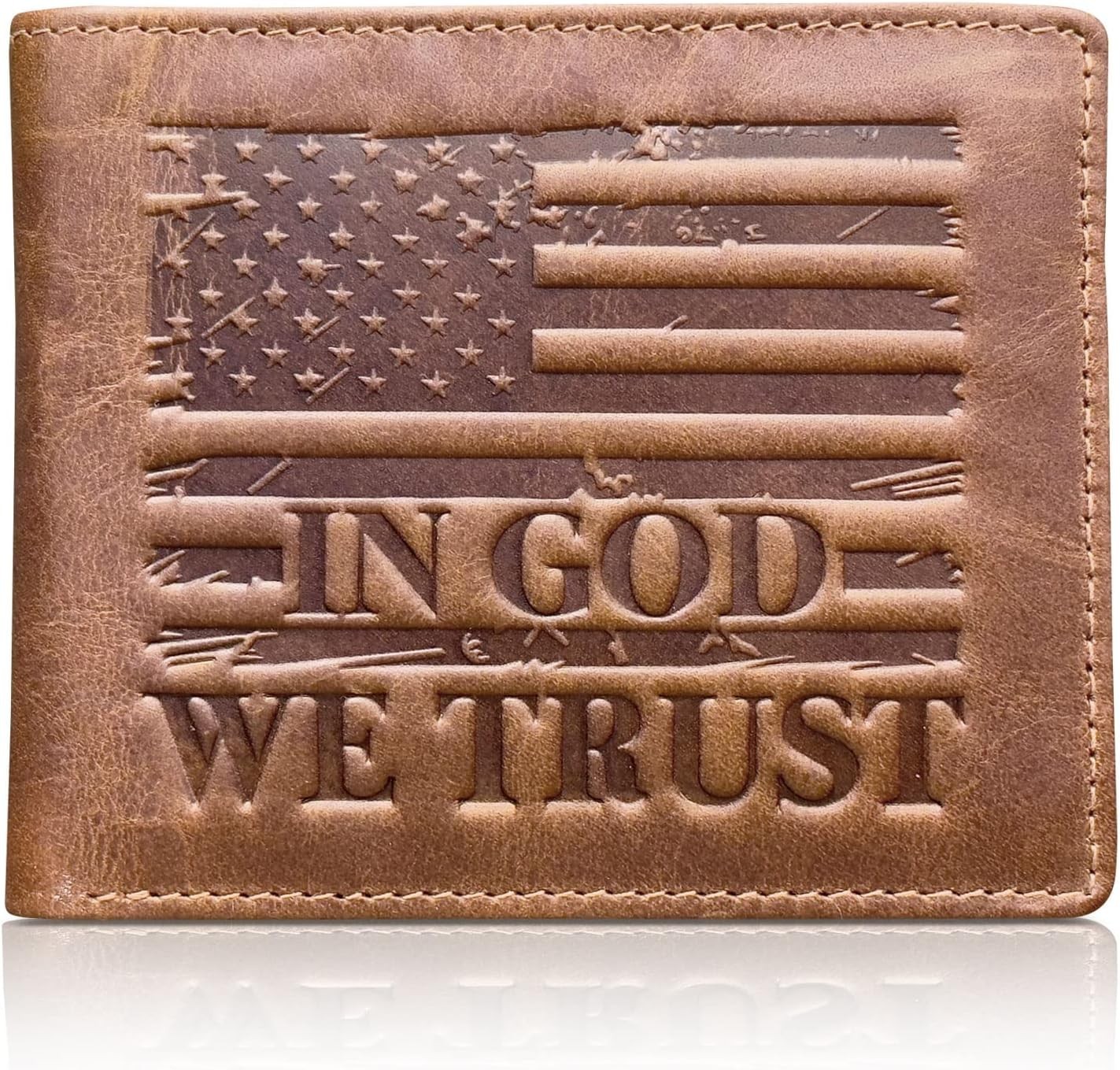 American Flag Wallet for Men, ‘IN GOD WE TRUST’ RFID-Blocking Cowboy Wallet, …