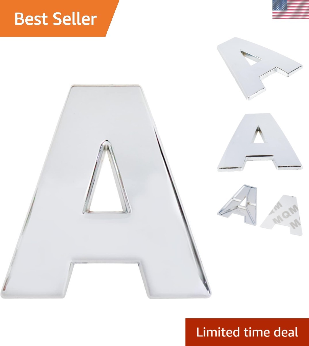 Durable Chrome Letter A Car Emblem – Stylish Zinc Alloy Badge for Vehicles