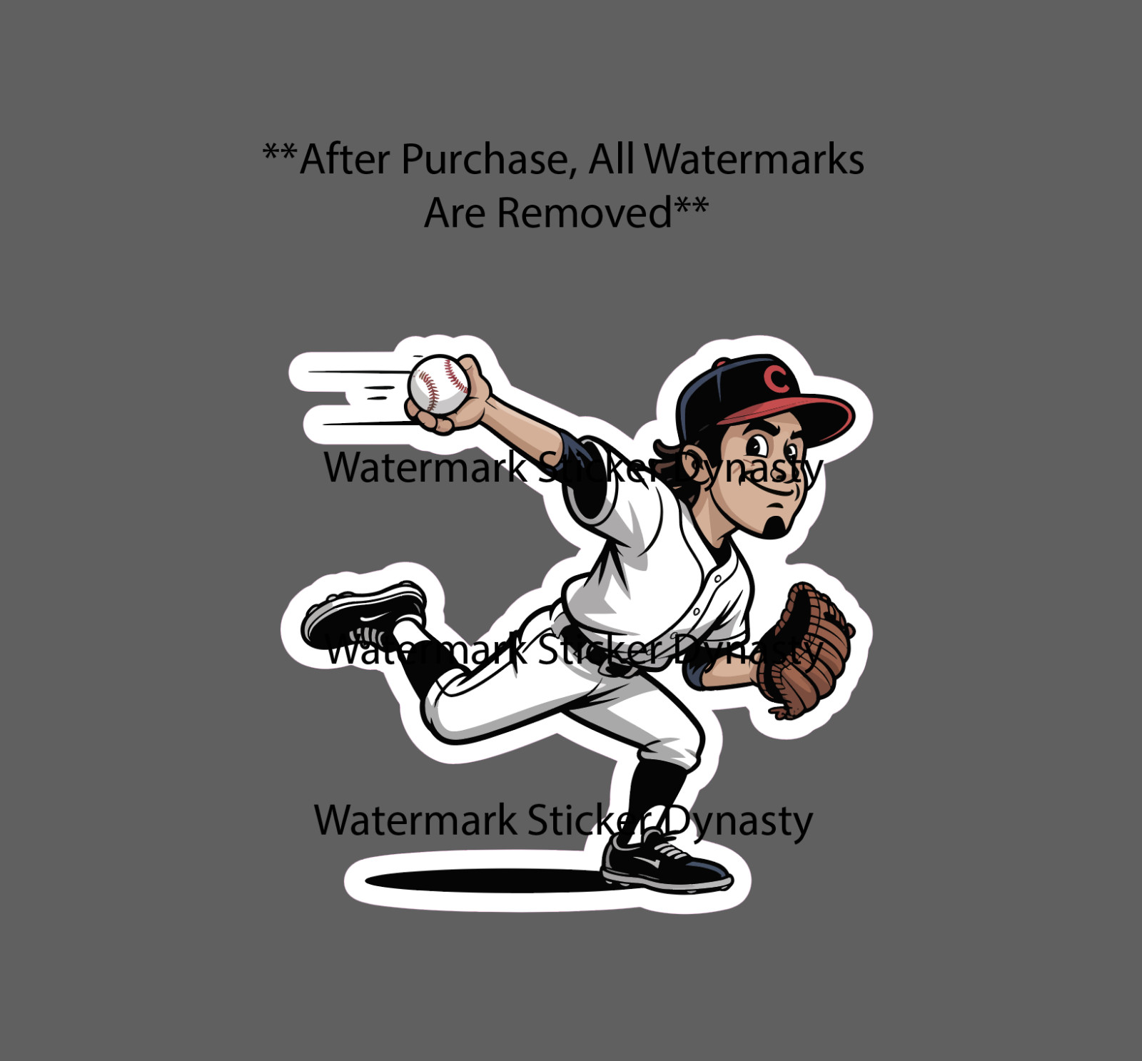 Baseball Pitcher Sticker Waterproof Decal Sports Game Cartoon Gift NEW