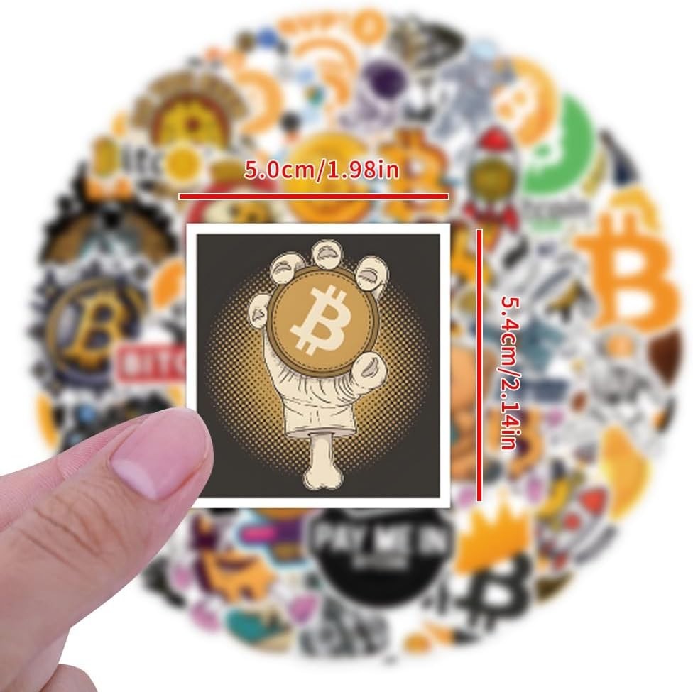 Decorate with Style – 60pcs Waterproof Bitcoin Crypto Stickers for All Ages