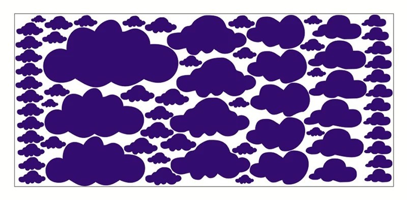 68PCS Cloud Wall Decals Peel Stick Nursery Kids Bedroom PVC Home Wall Decor