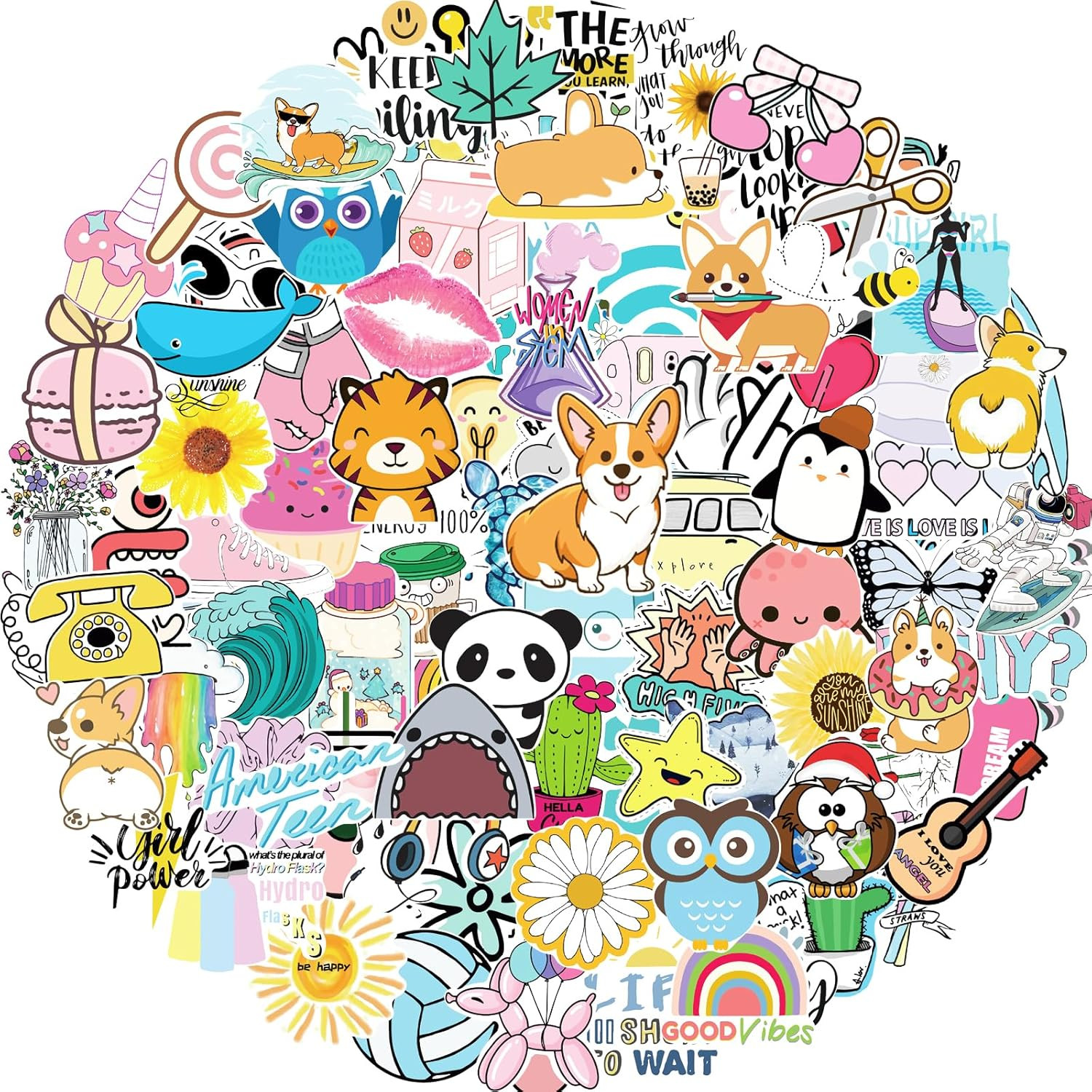 300Pcs Aesthetic Stickers for Adults Teens Kids, Boho Water Bottle Stickers,Cute