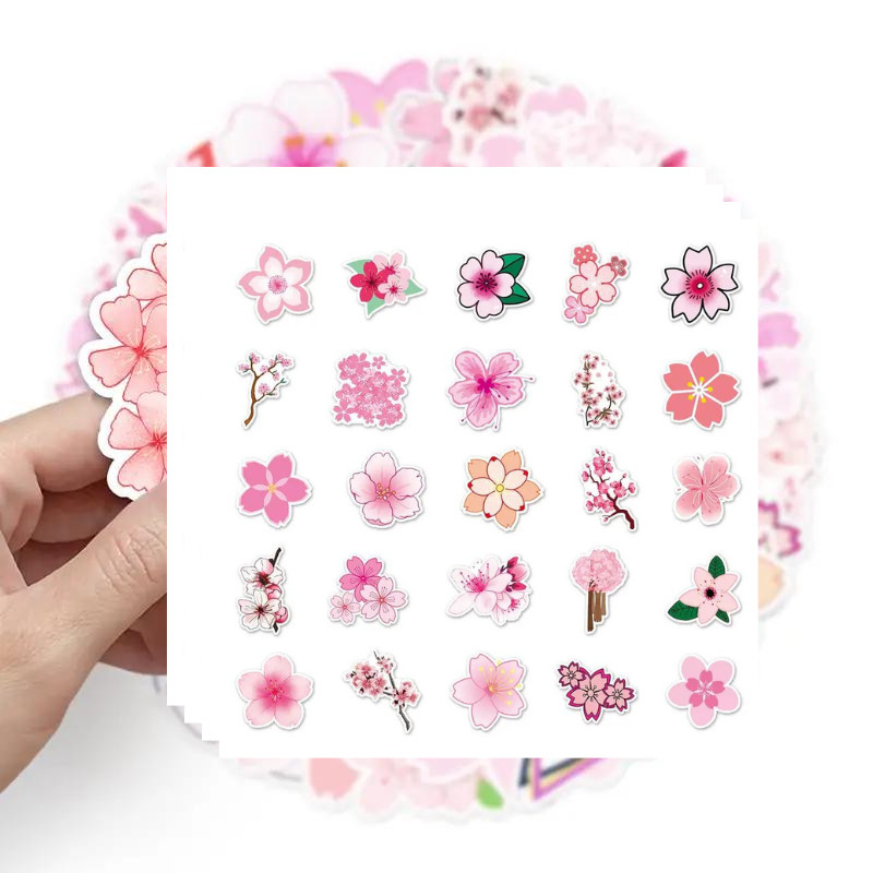 Cherry Blossom Stickers – Waterproof Vinyl Decals for Laptop, Planner 10/20/30PC
