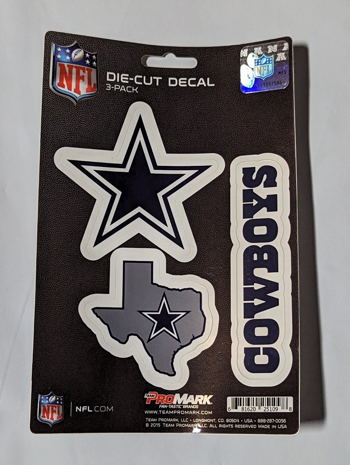 Dallas Cowboys 3-Pack Die-cut Decals Stickers Sheet Measures 5″ x 7″ New!