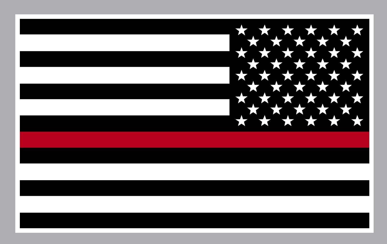 REFLECTIVE Black and WHITE FLAG THIN RED LINE DECAL fire EMS Mult Size Reversed