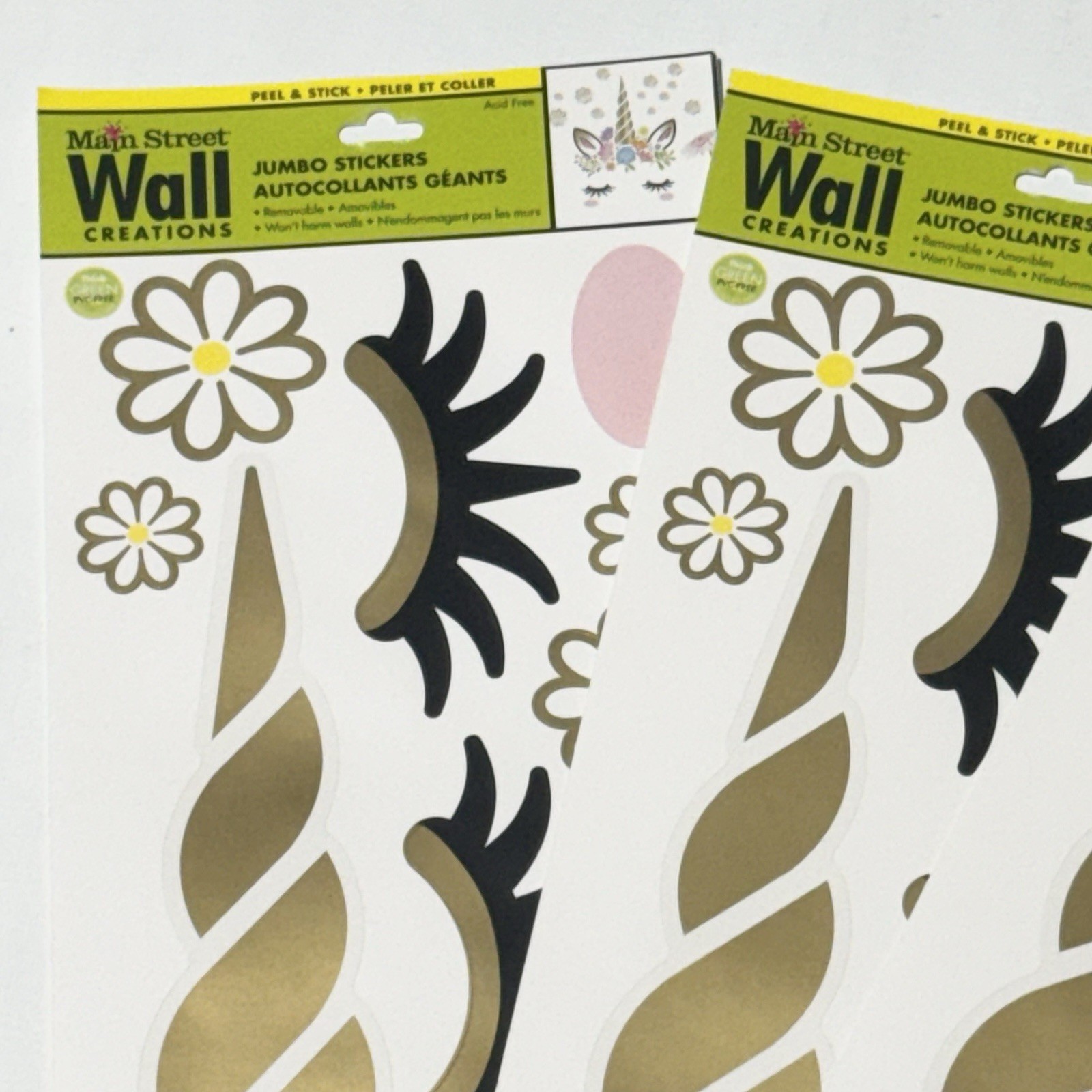Main Street Wall Creations Jumbo Stickers «Peaceful Unicorn» Lot of 5
