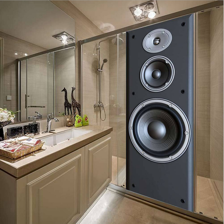 3D Self Adhesive Door Sticker Stylish Metal Audio Wall Decor Mural Wallpaper
