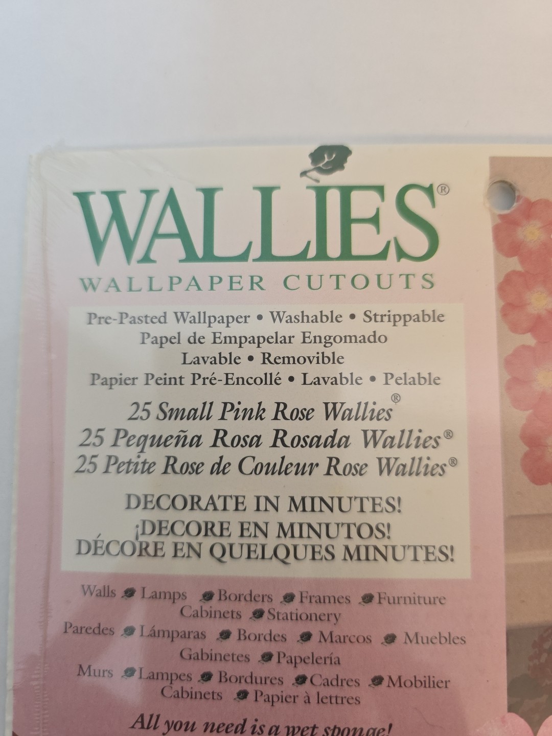 Wallies Pre-Pasted Wallpaper Cutouts #12028 25 Small Pink Rose Wall Borders
