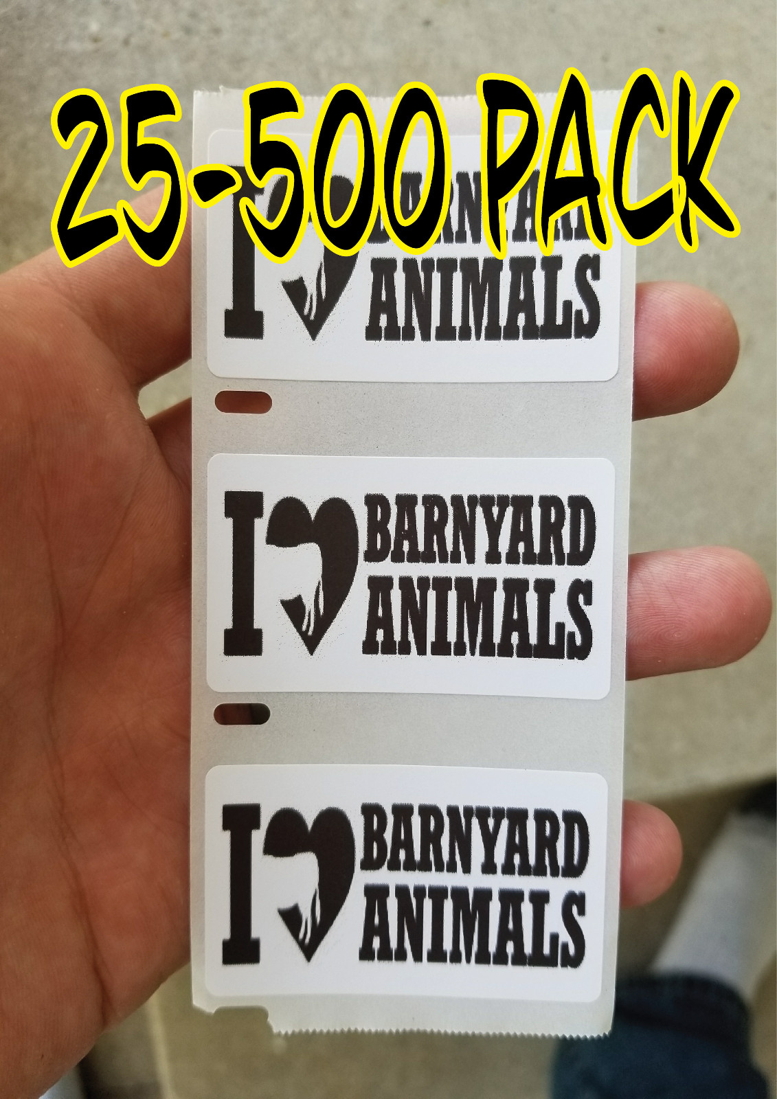 I LOVE BARNYARD ANIMALS Stickers 25-500 Pack gag sticker joke decal hard hat
