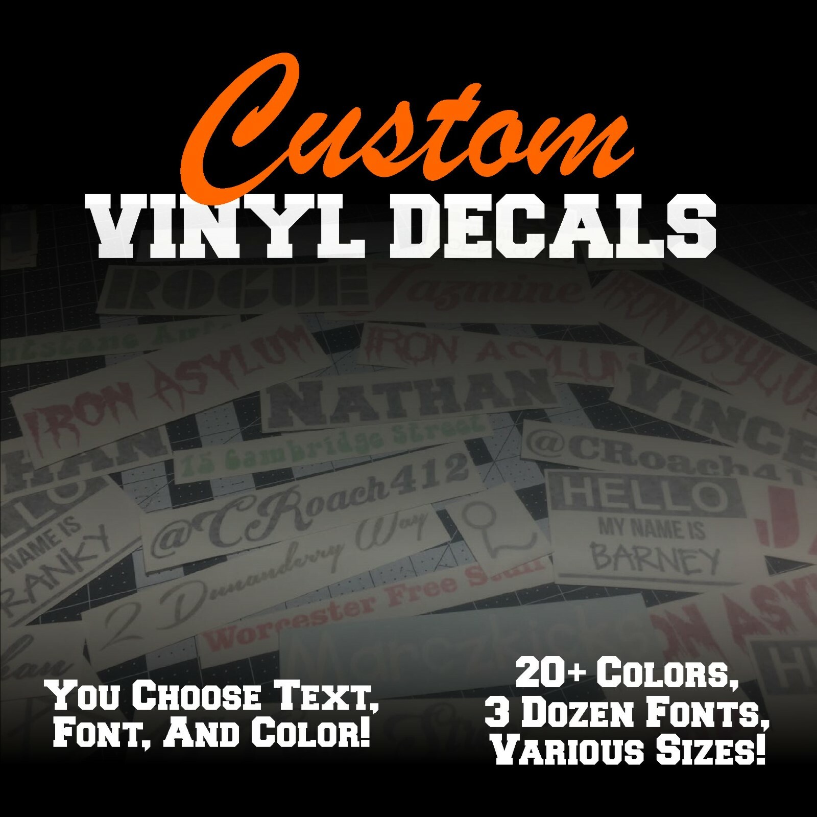 Custom Personalized Vinyl Text Decal Sticker for Car Truck Boat Wall Tumbler