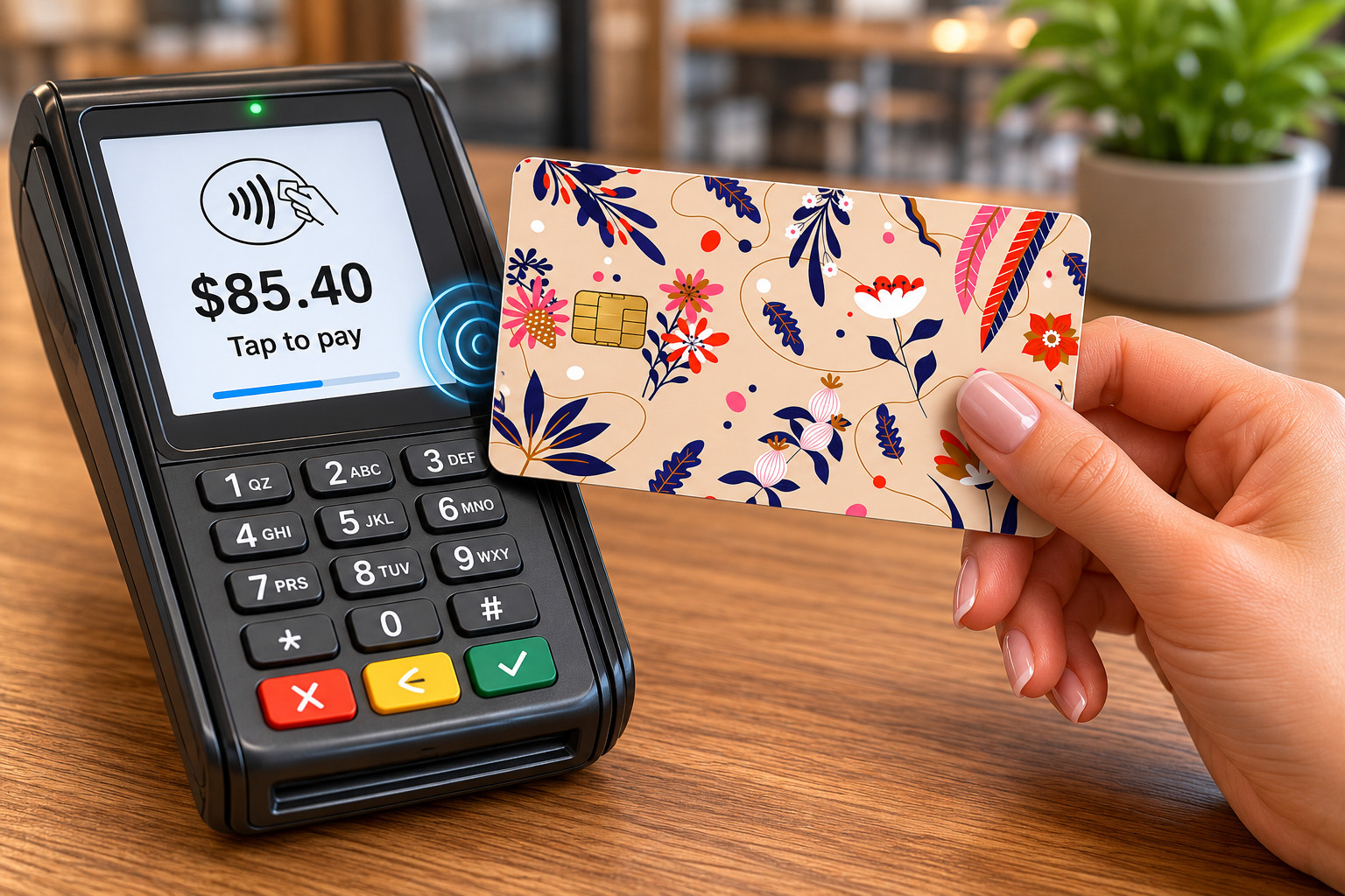 Modern Botanical Credit Card Skin Floral Vinyl Card Wrap Decal