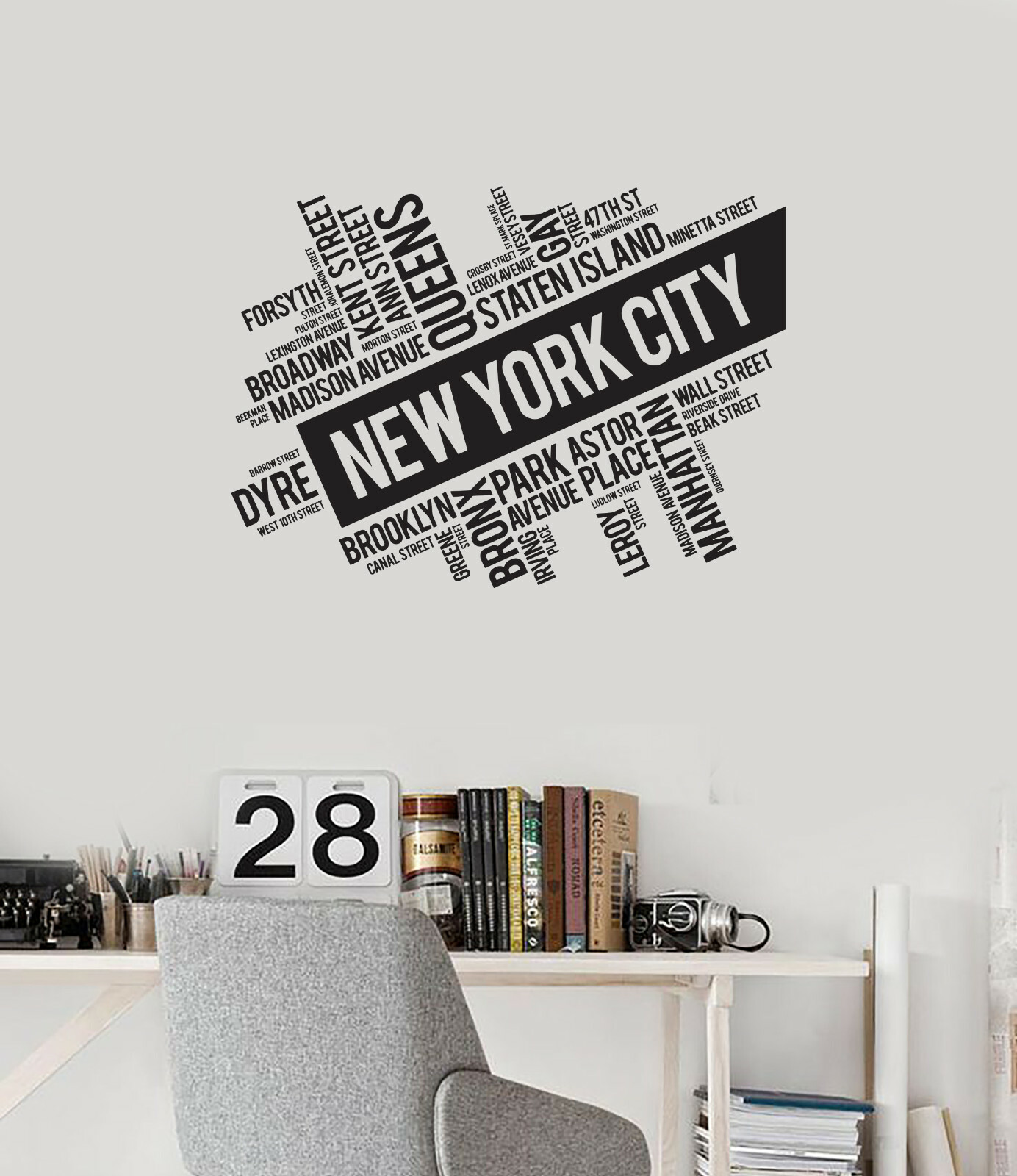 Vinyl Wall Decal New York City Streets USA Words Cloud Room Stickers (ig5731)