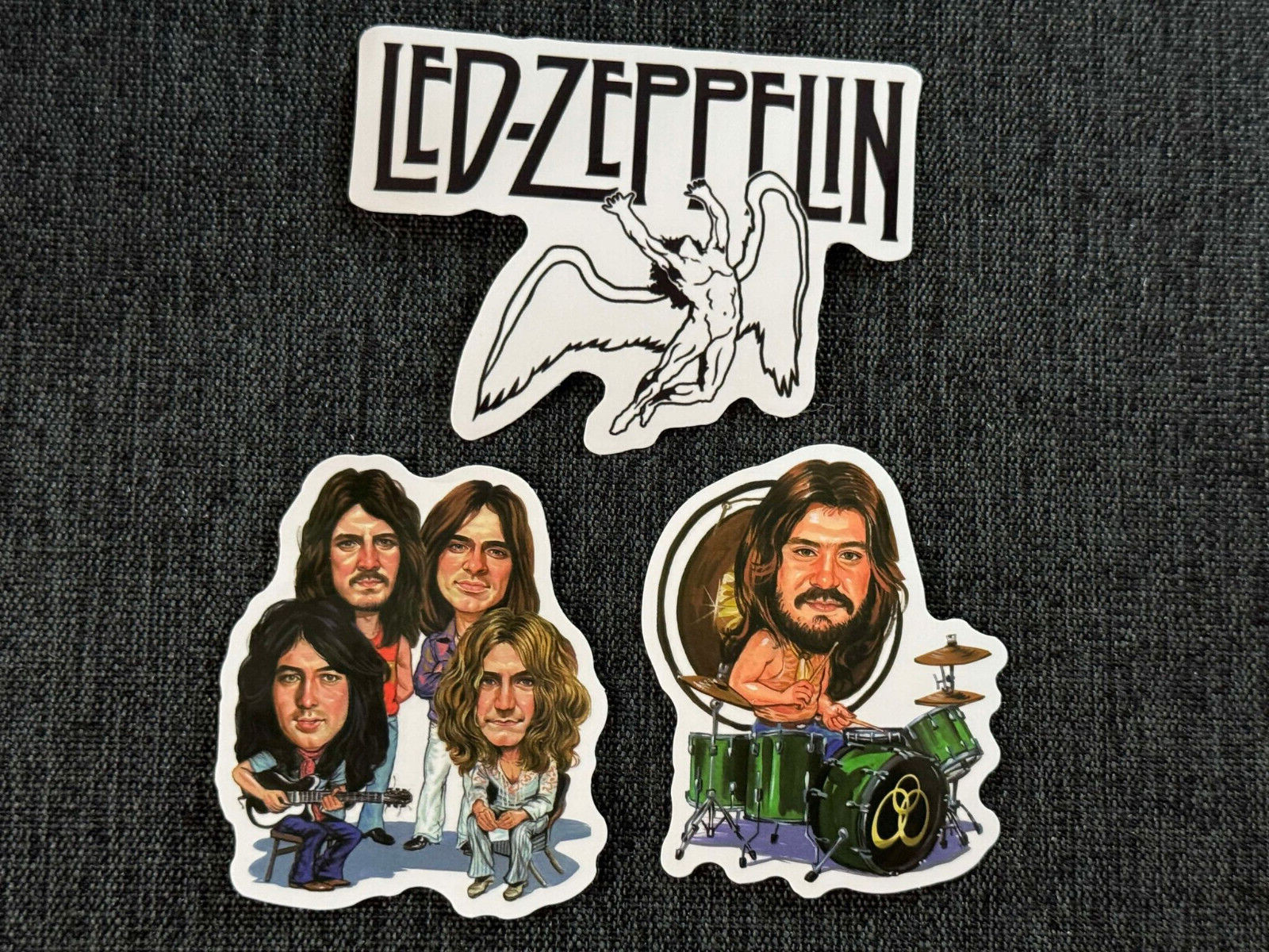 Lot of (3) LED ZEPPELIN 1 3/4″ to 3″ Band STICKERS FAST! FREE! John Bonham