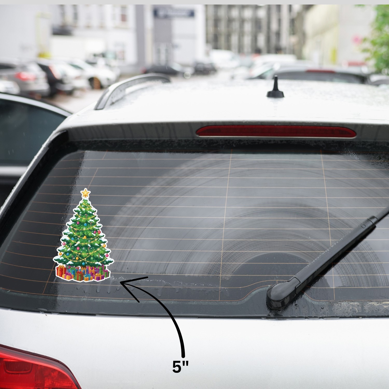 4PCS “Christmas Tree” Stickers – Classic Evergreen with Star & Presents Holiday