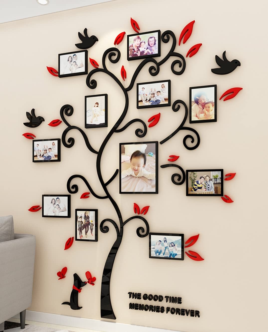 3D Tree Wall Stickers – Family Tree Wall Decor Black Trunk Picture Frame DIY …