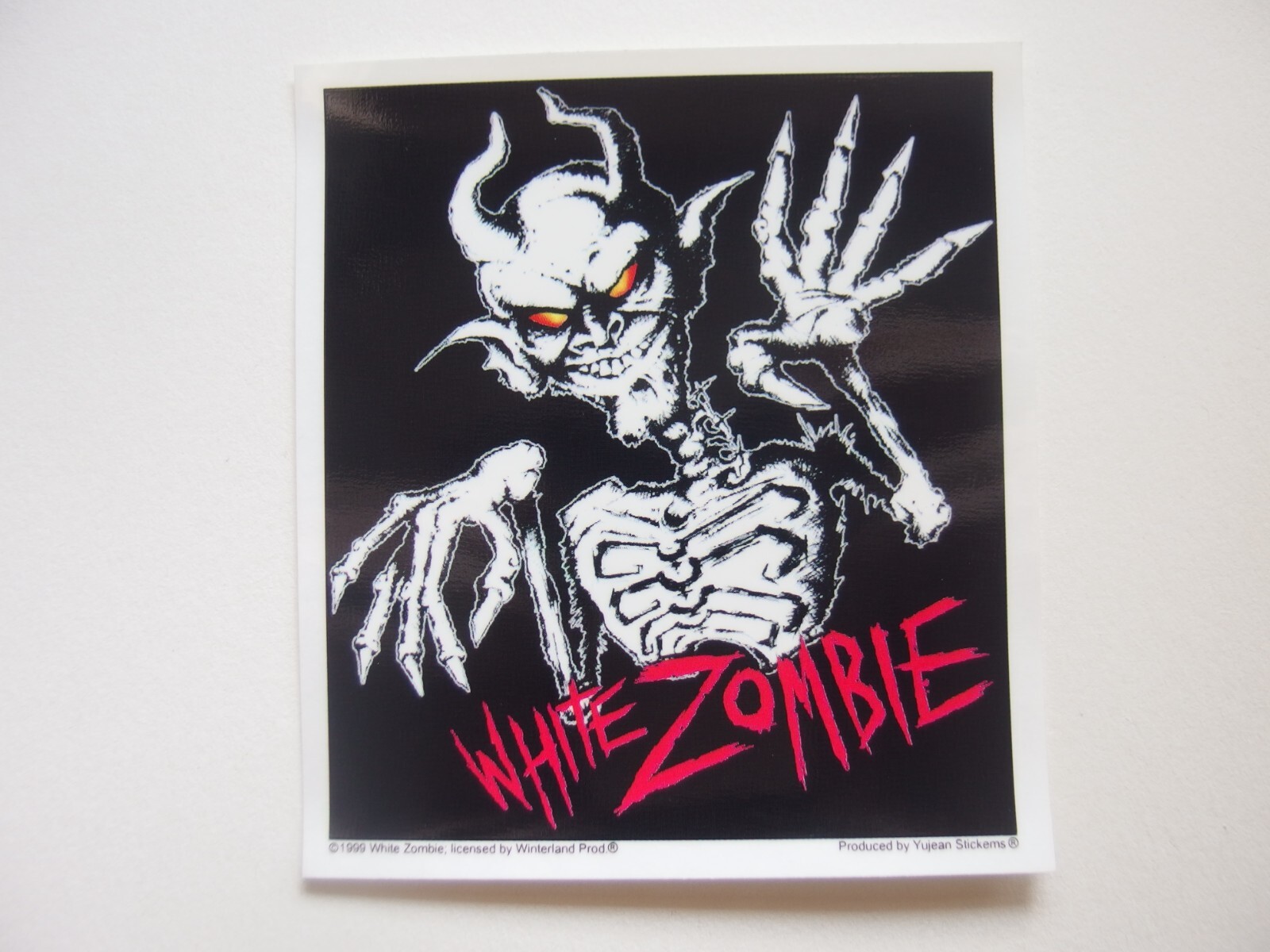 💀 Vintage White Zombie Devil Skeleton Sticker 1999 4.25″ x 4.875″ Rob Zombie