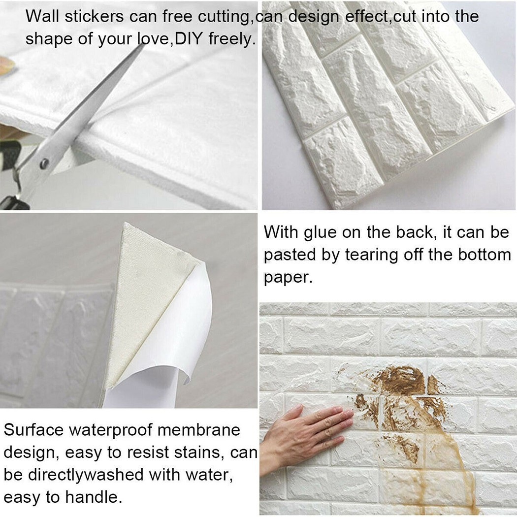 Wall Stickers Foam Bathroom Brick Decal Decor Panel XPE 3D Self-adhesive