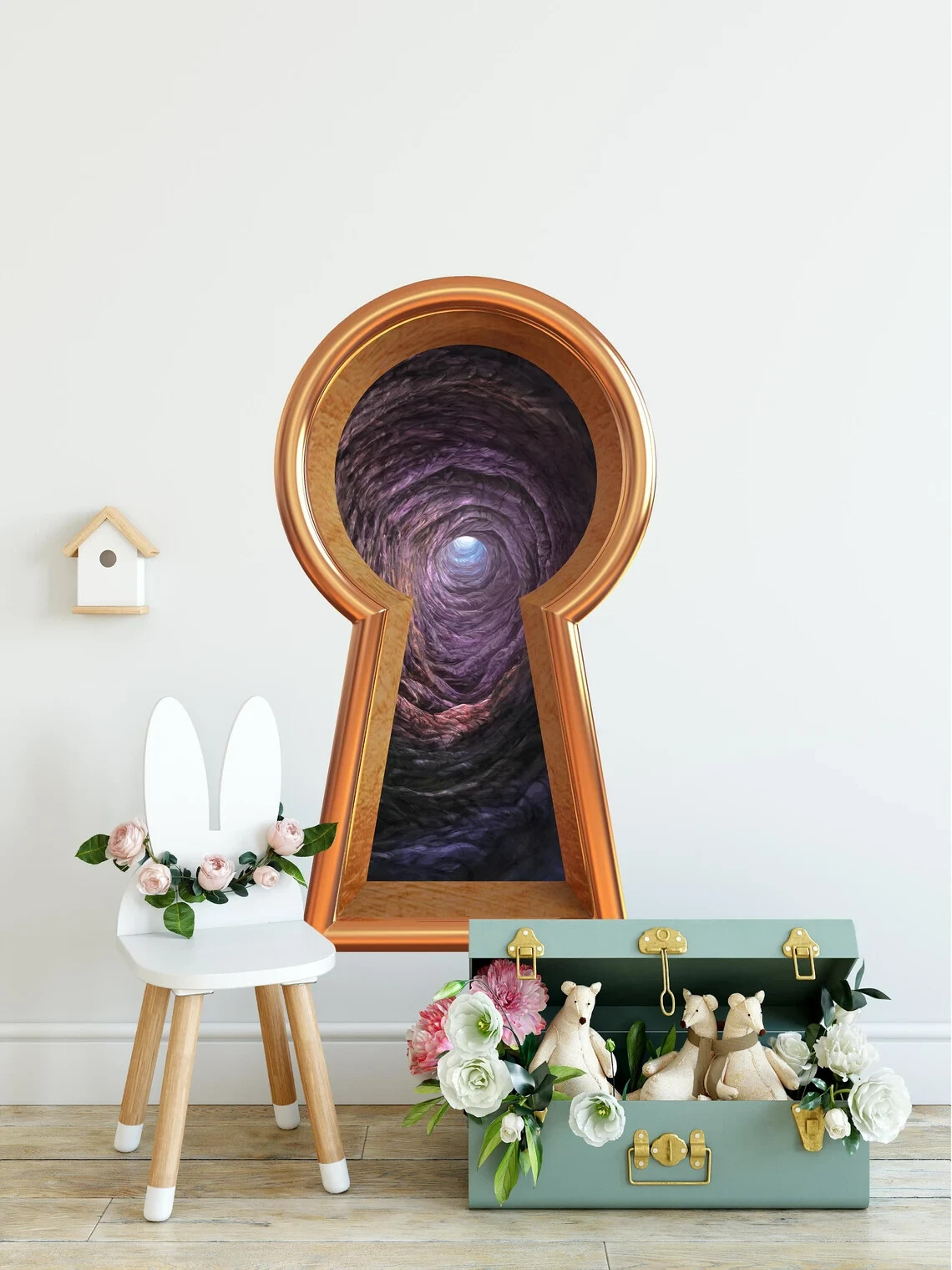 Keyhole Fabric Wall Decal – Down the Rabbit Hole – Wonderland Nursery Decor