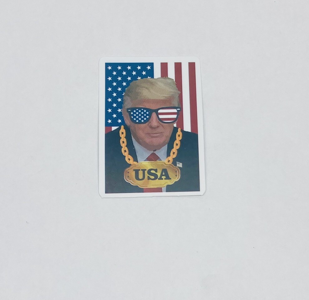 Trump 2024 Sticker Gold Chain USA Flag Art Decal Vinyl Souvenir Tc6
