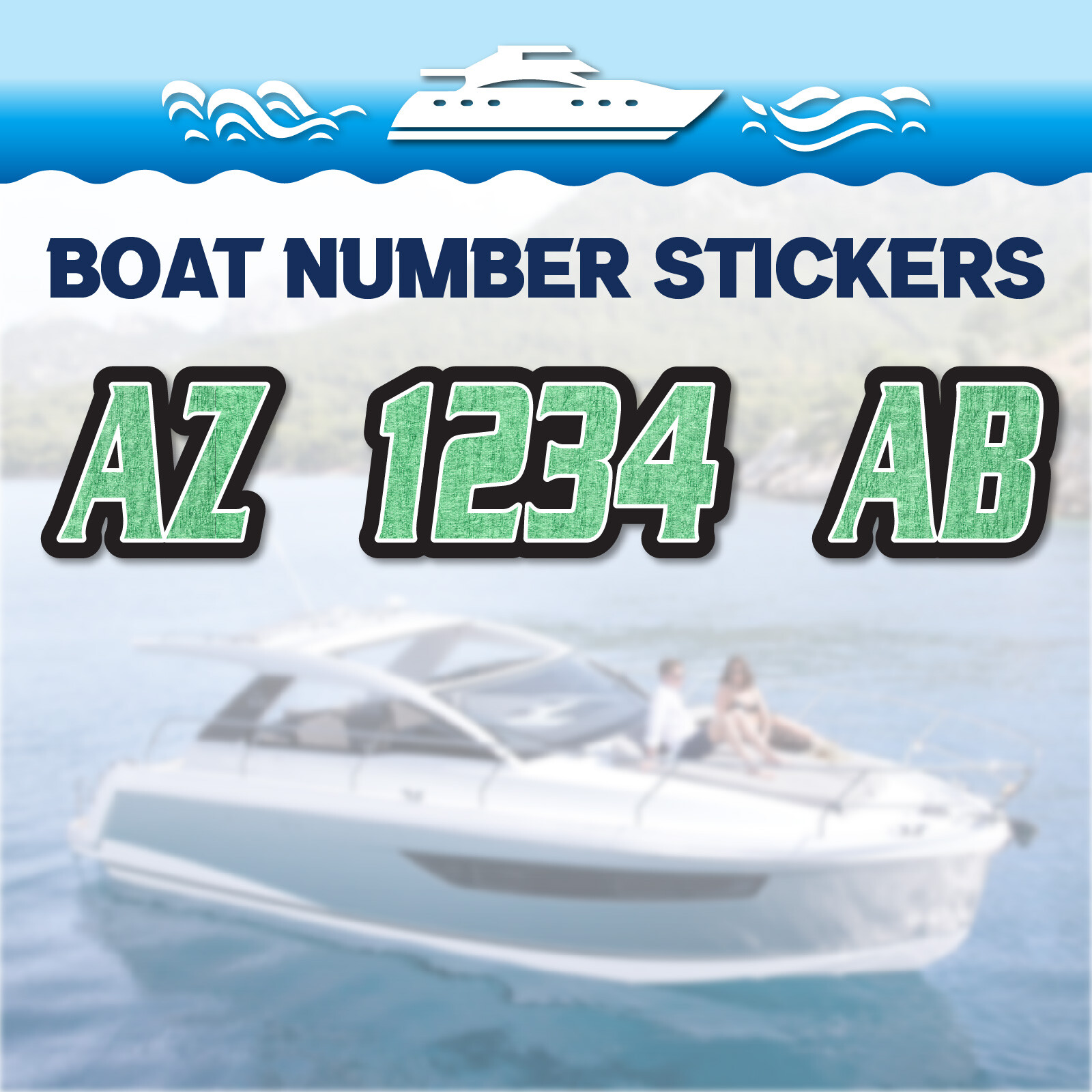 2pcs Custom Watercraft Number Boat Registration Stickers 3 inch Texture