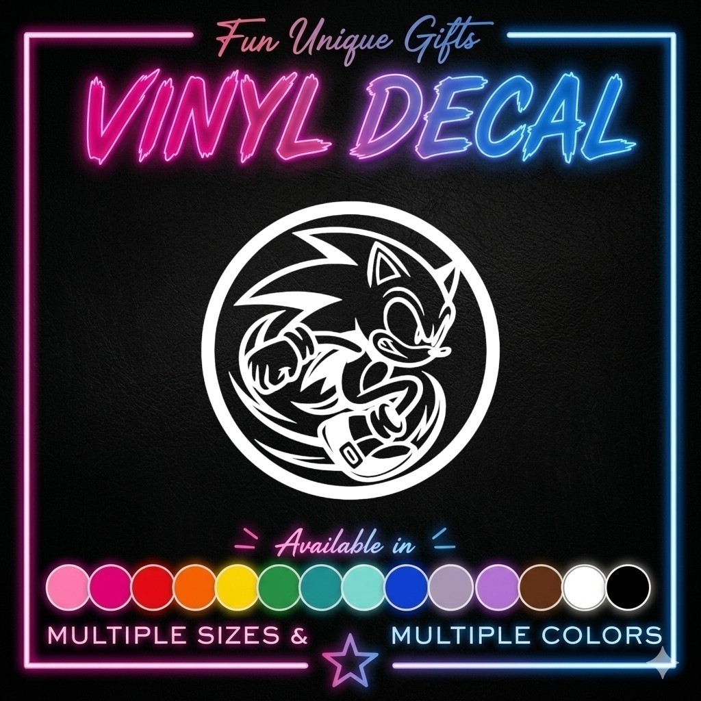 Sonic Spin Vinyl Decal Sticker -Multiple Colors & Sizes- FREE SHIPPING