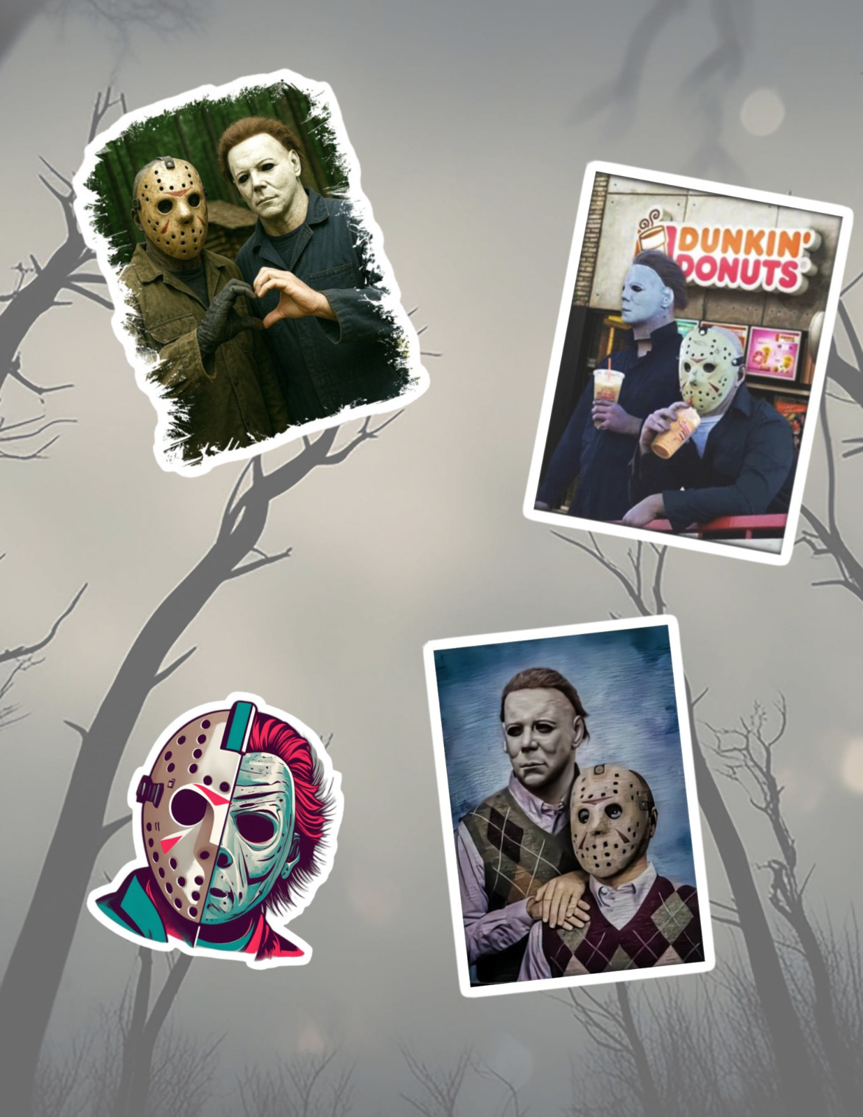 Michael Myers & Jason Voorhees Horror Icon 4pc Sticker Packs