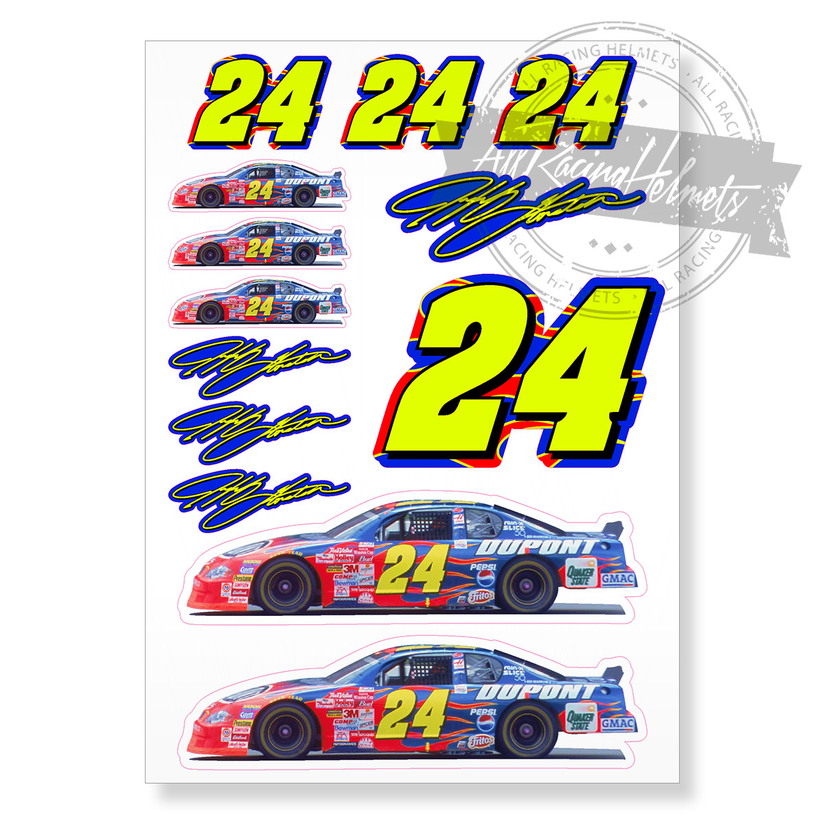 Jeff Gordon #24 Chevrolet Nascar A4 Printed Vinyl Decal Sticker High Quality