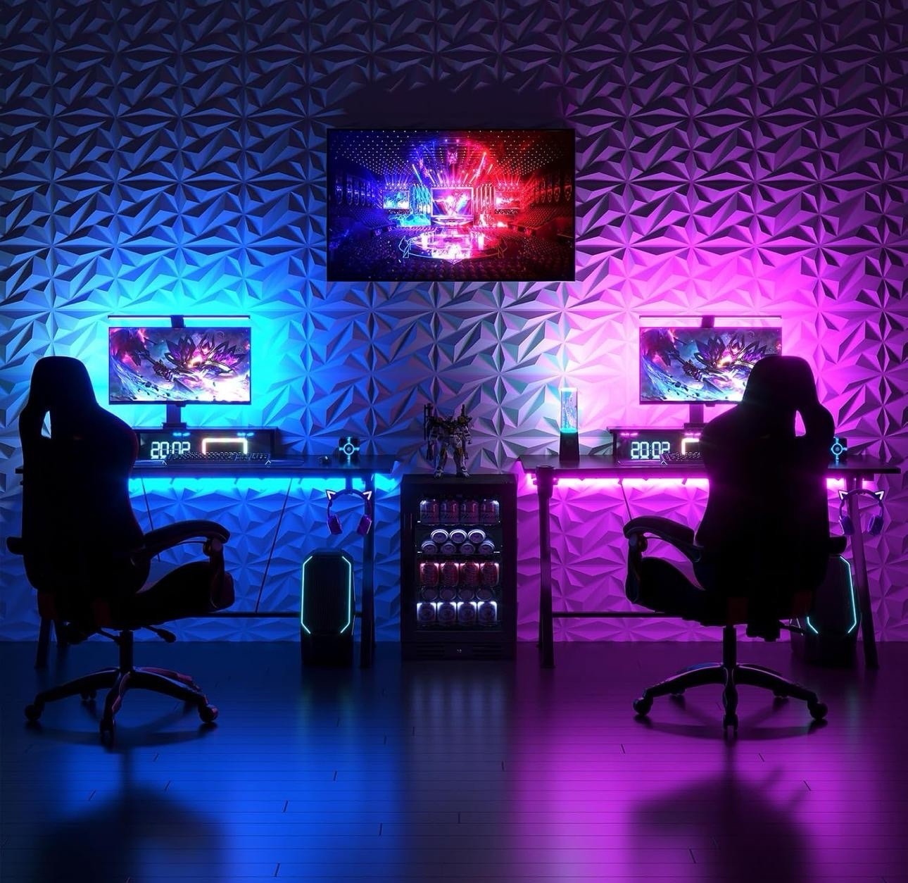 33 Pack 3D Wall Panels Diamond, Black, 12»x12» PVC Accent Wall Panels for Inte