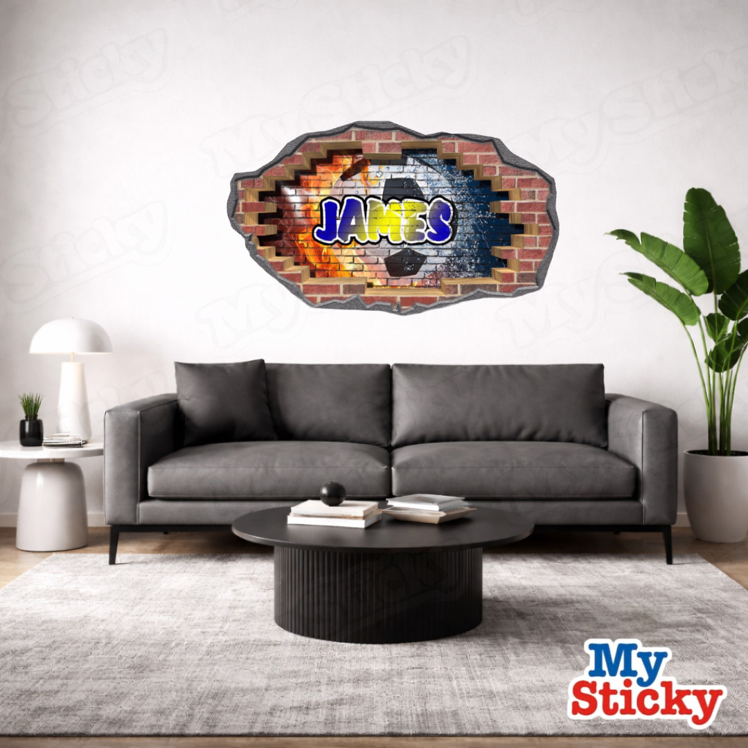 3D Graffiti Name Custom Vinyl Wall Sticker DIY Room Decor Mural Wall Crack